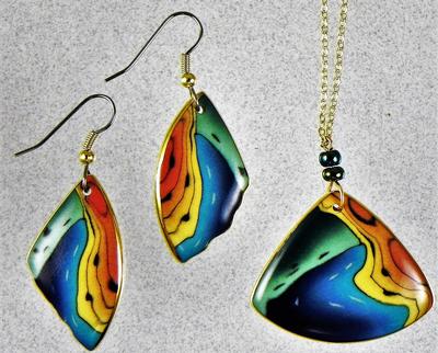 Salmon Necklace and Earring Set